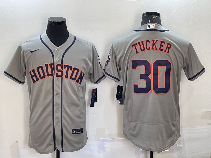 Men Houston Astros 30 Tucker Grey Elite Nike 2022 MLB Jerseys